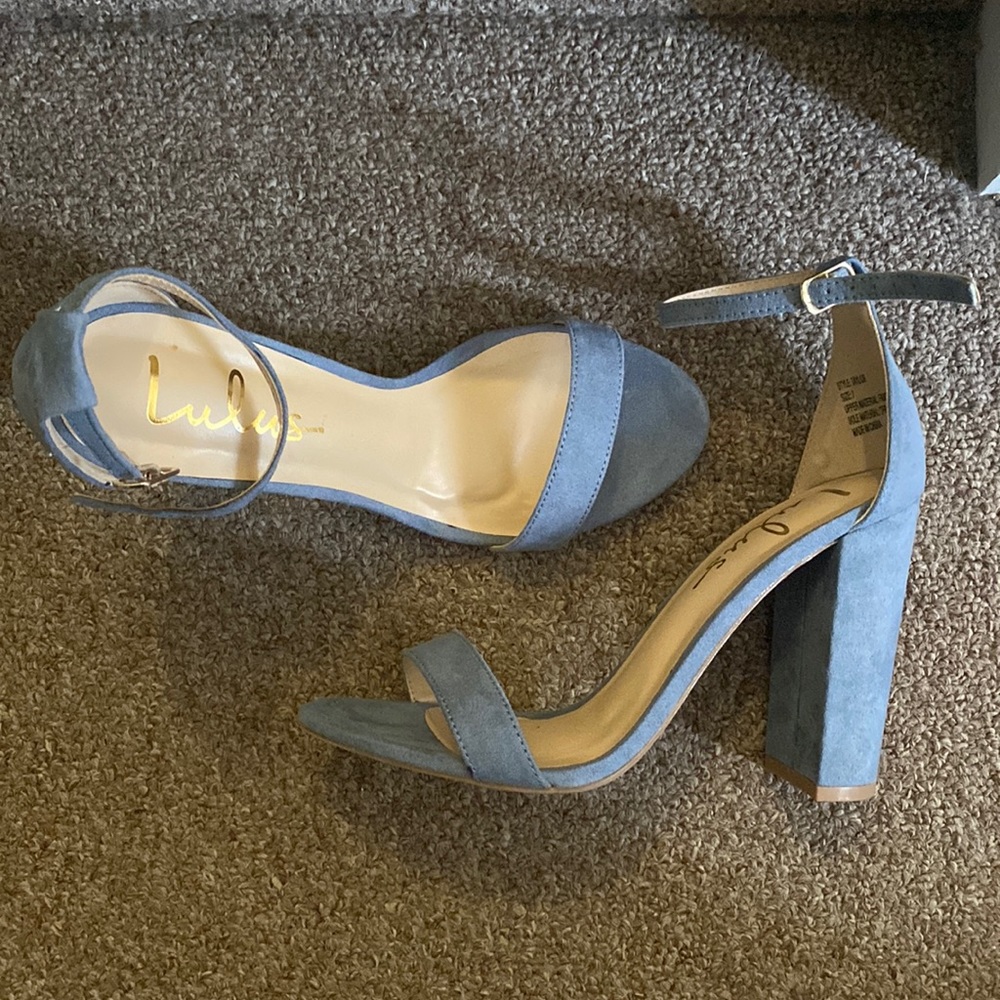 Never worn blue block heels